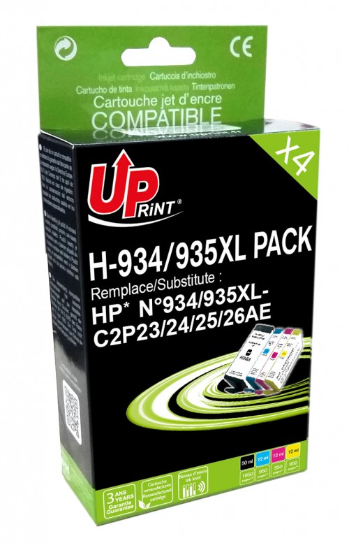 UP-H-934/935XL-PACK 4|HP C2P23/24/25/26AE-N°934/935XL-WITH CHIP-V4 (BK+C+M+Y)