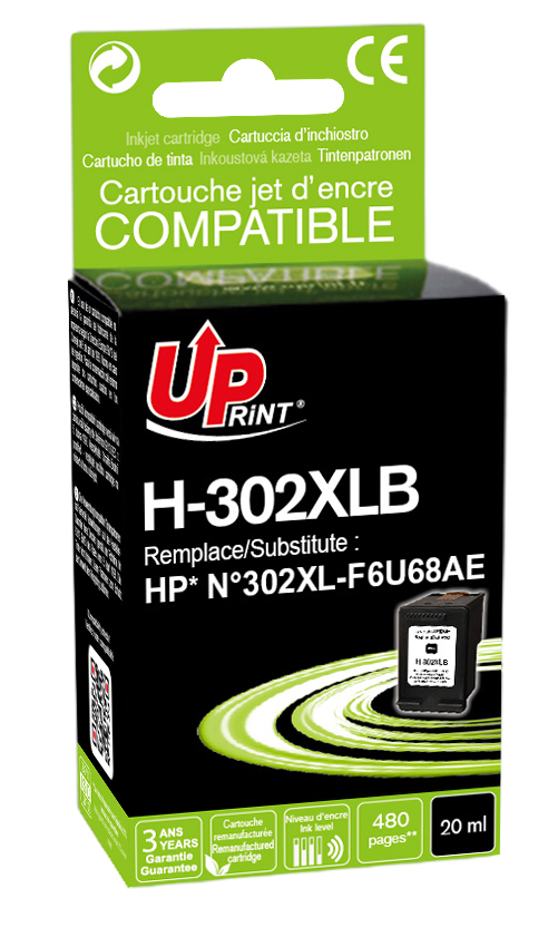 UP-H-302XLB-HP F6U68AE-N°302XL-REMA-BK-CHIP V3